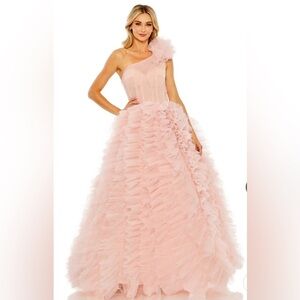 MAC DUGGAL 20576 NWT DRESS Elegant Pink One-Shoulder Gown
